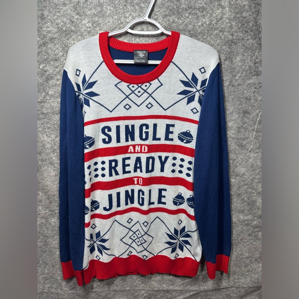 Ugly Christmas Sweater Mens Extra Large Blue Single Jingle Funny Holiday Party